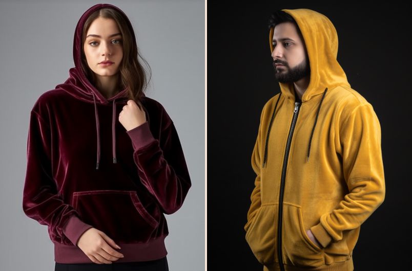 Velvet hoodie jacket sale