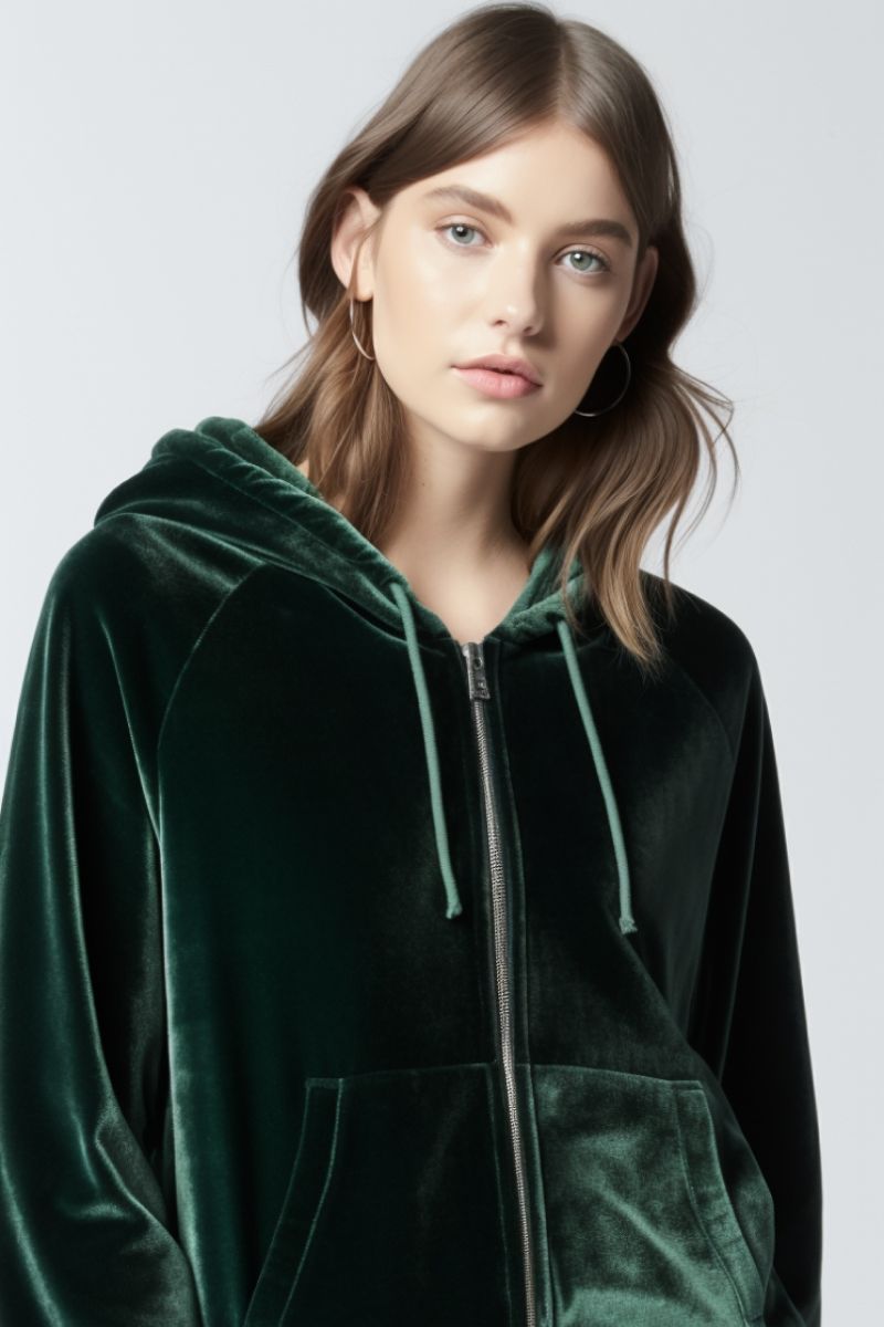 Velvet hoodie for online ladies